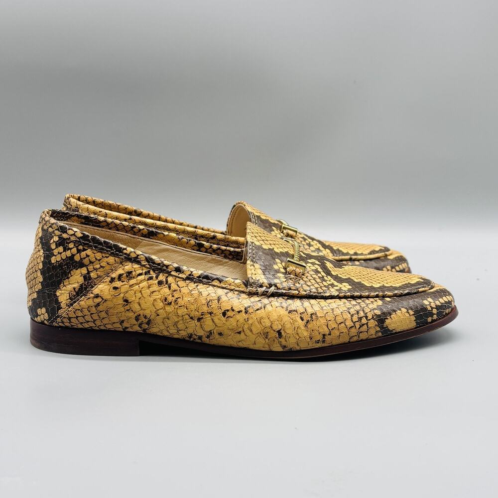 Sam Edelman Shoes Womens 7 Tan Brown Leather Bit Loafers Snakeskin Print
